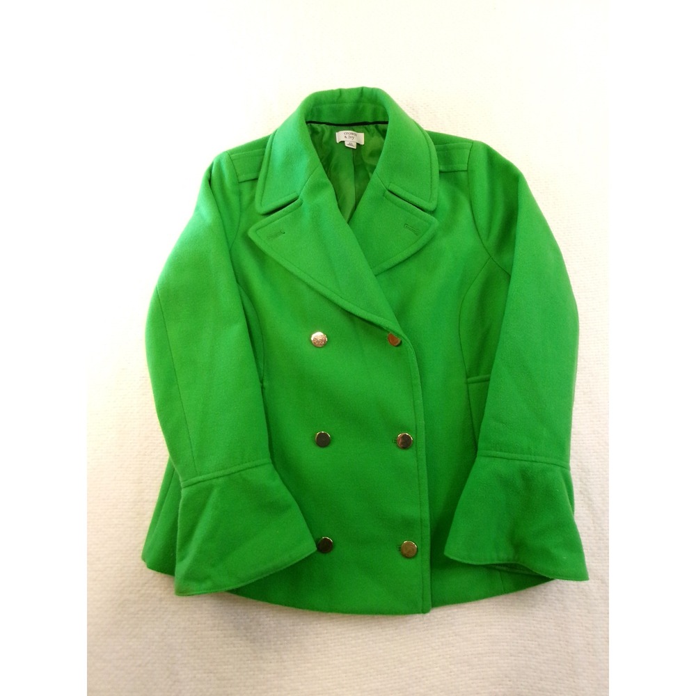 Crown & Ivy Green Double Breasted Peacoat Bell Sleeve Gold Buttons XS